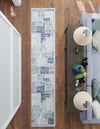 Santa Fe Trails Collection Area Rug -  Pueblo Runner Blue and Gray  lifestyle 30