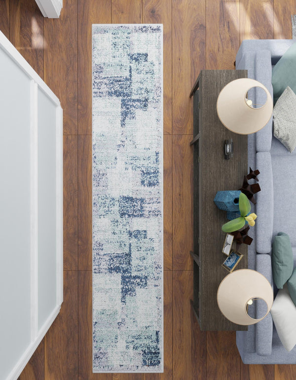 Santa Fe Trails Collection Area Rug -  Pueblo Runner Blue and Gray  lifestyle 30