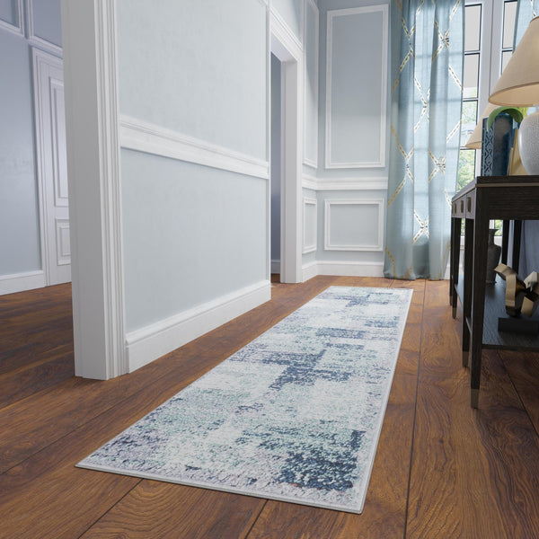Santa Fe Trails Collection Area Rug -  Pueblo Runner Blue and Gray  lifestyle 84