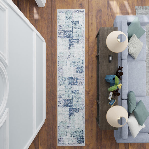 Santa Fe Trails Collection Area Rug -  Pueblo Runner Blue and Gray  lifestyle 87