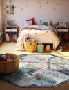Santa Fe Trails Collection Area Rug -  Pueblo Octagon Blue and Gray  lifestyle 34