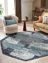 Santa Fe Trails Collection Area Rug -  Pueblo Octagon Blue and Gray  lifestyle 35