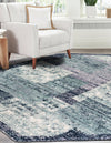 Santa Fe Trails Collection Area Rug -  Pueblo Octagon Blue and Gray  lifestyle 36
