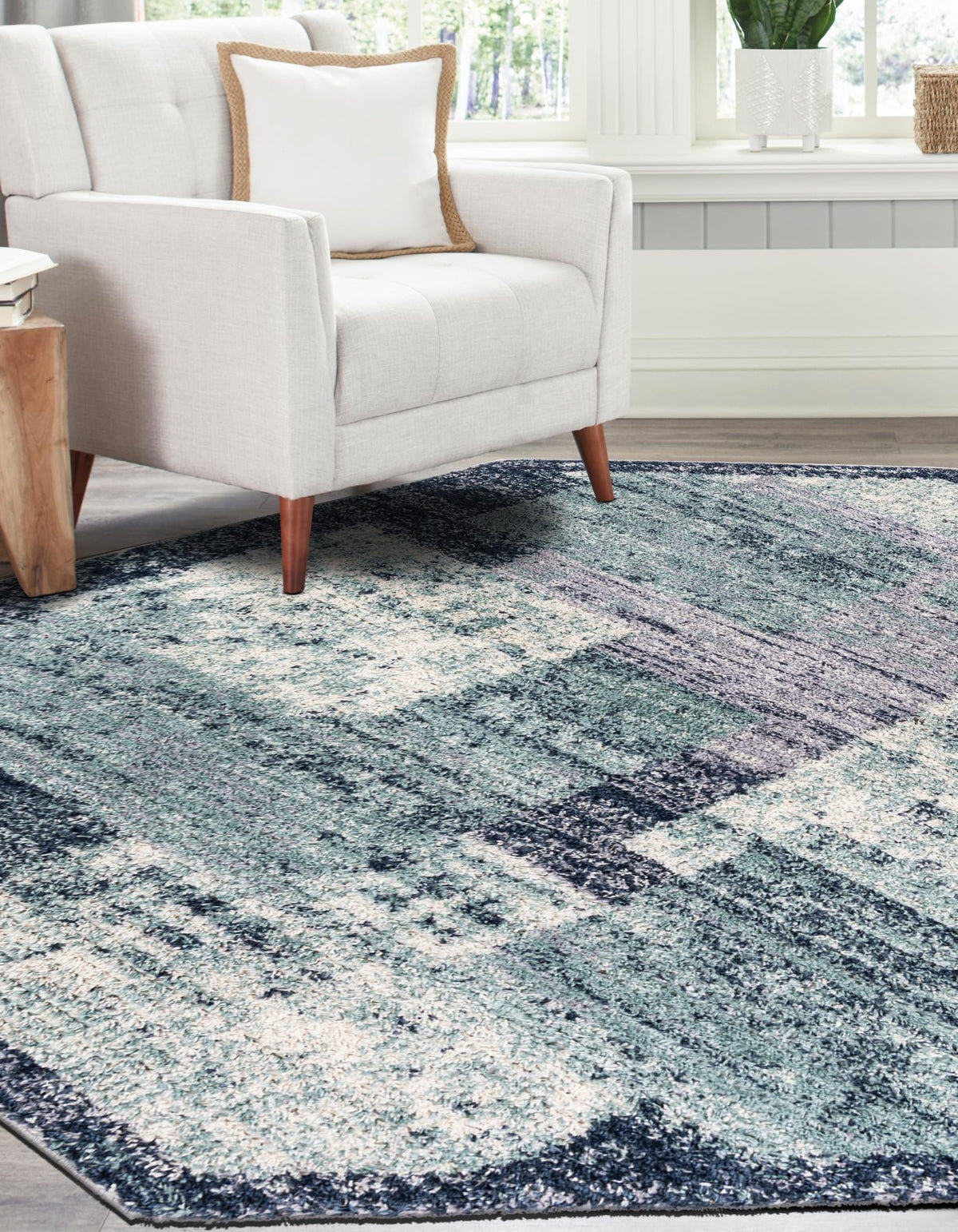 Santa Fe Trails Collection Area Rug -  Pueblo Octagon Blue and Gray  lifestyle 36