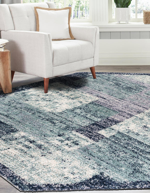 Santa Fe Trails Collection Area Rug -  Pueblo Octagon Blue and Gray  lifestyle 36