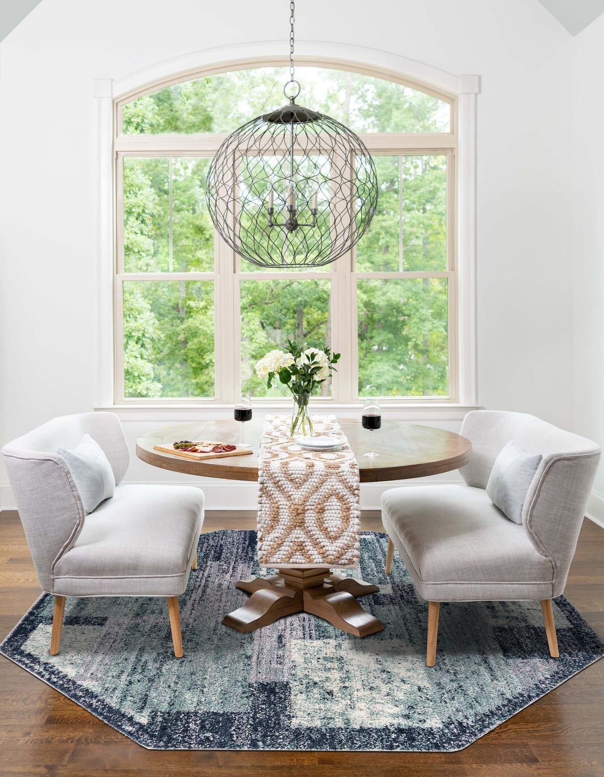Santa Fe Trails Collection Area Rug -  Pueblo Octagon Blue and Gray  lifestyle 37