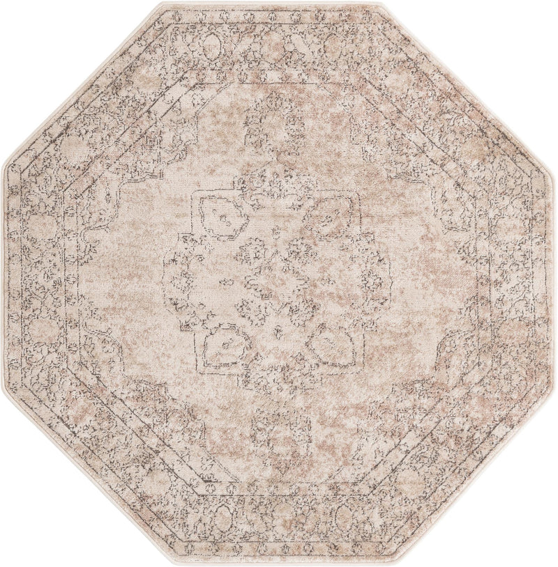 Cascade Range Collection Area Rug -  Baker Octagon Ivory  lifestyle 60