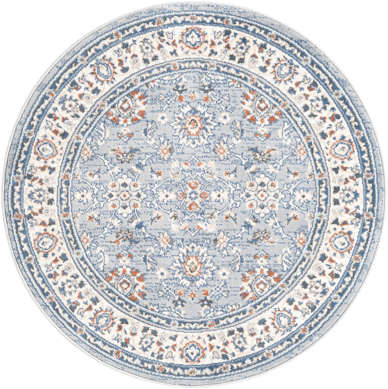 Savannah Elegance Collection Area Rug - Augusta (Aqua Blue) Round Aqua Blue  lifestyle 57
