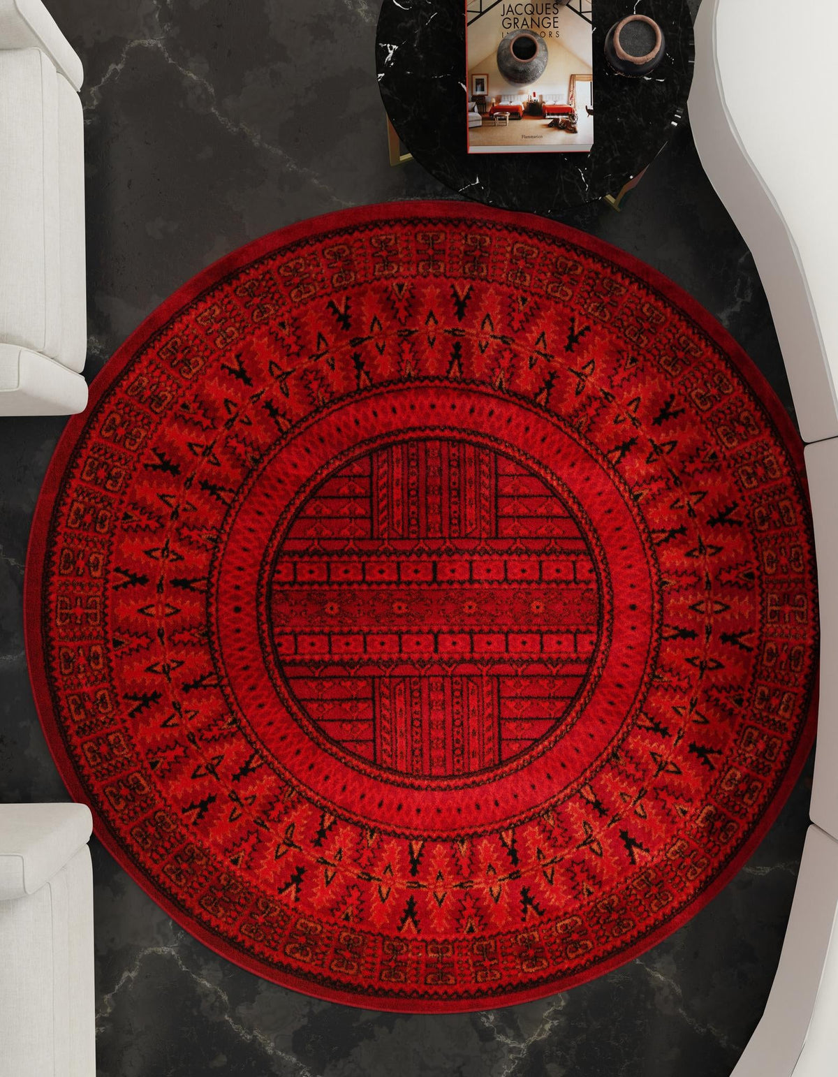 Samarkand Elegance Collection Area Rug -  Ark Round Red  lifestyle 90