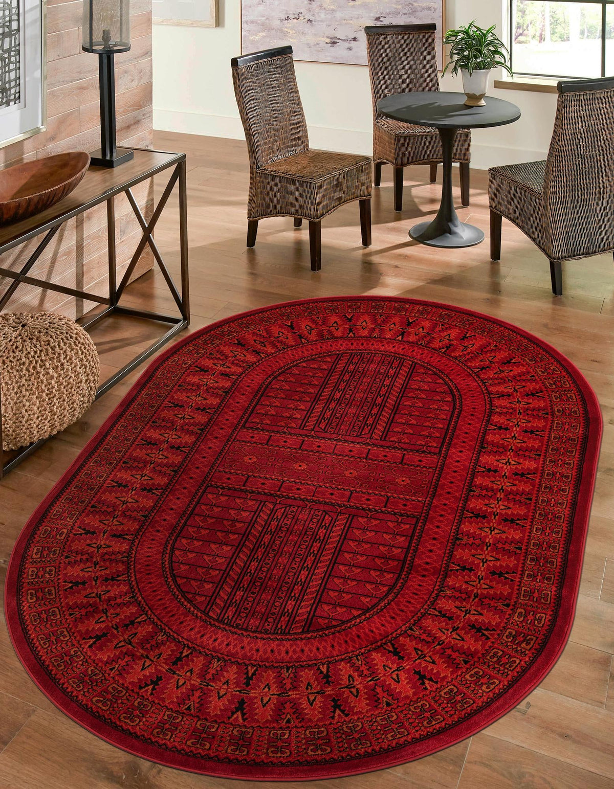 Samarkand Elegance Collection Area Rug -  Ark Oval Red  lifestyle 21