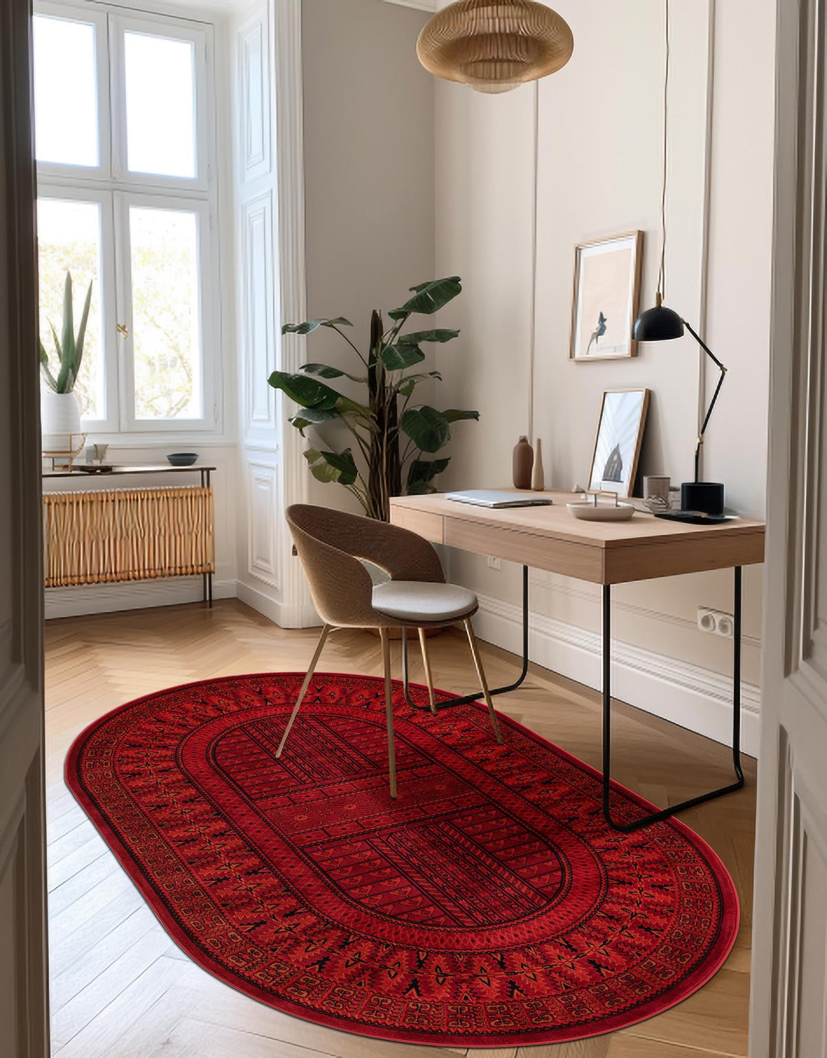Samarkand Elegance Collection Area Rug -  Ark Oval Red  lifestyle 25