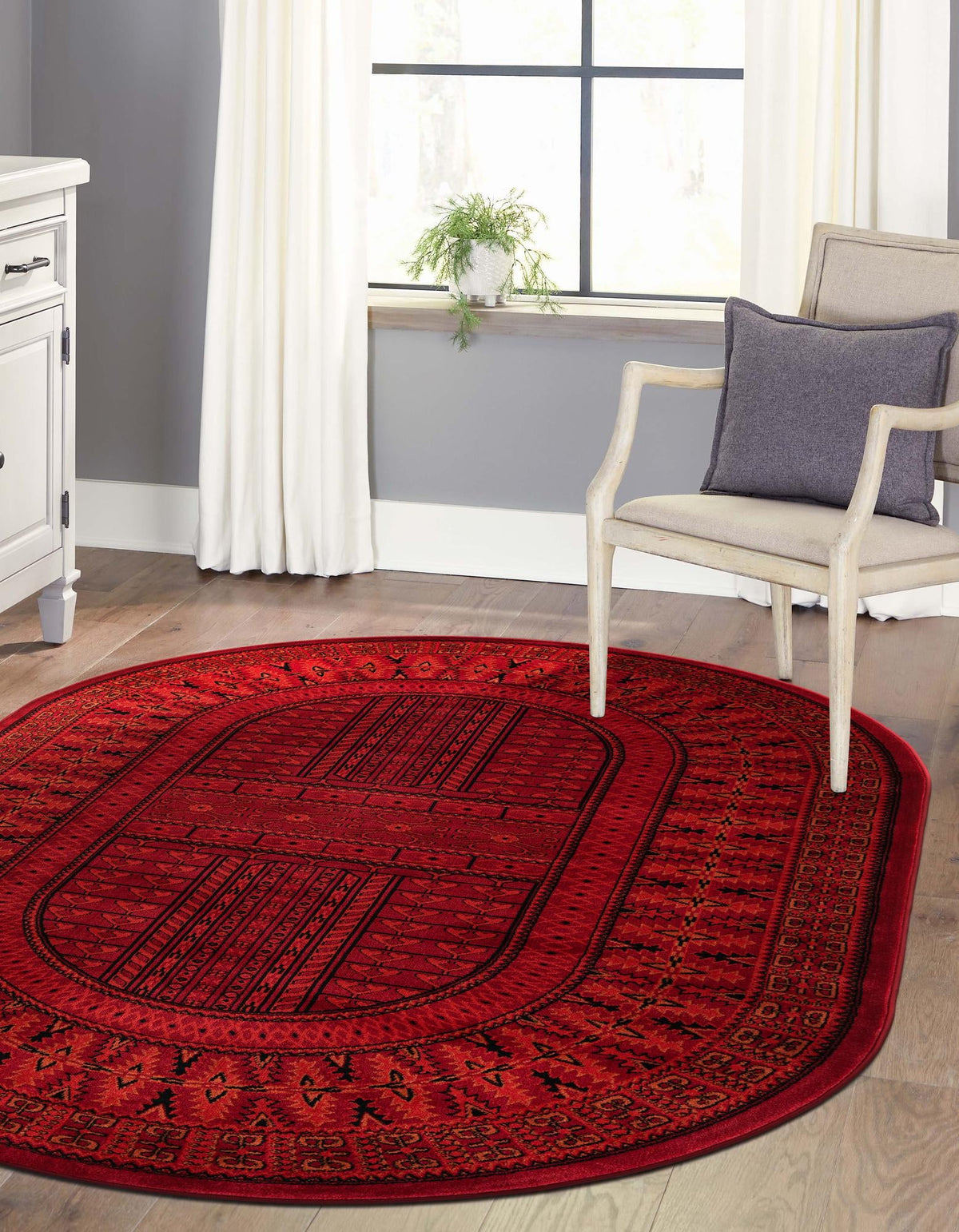 Samarkand Elegance Collection Area Rug -  Ark Oval Red  lifestyle 49