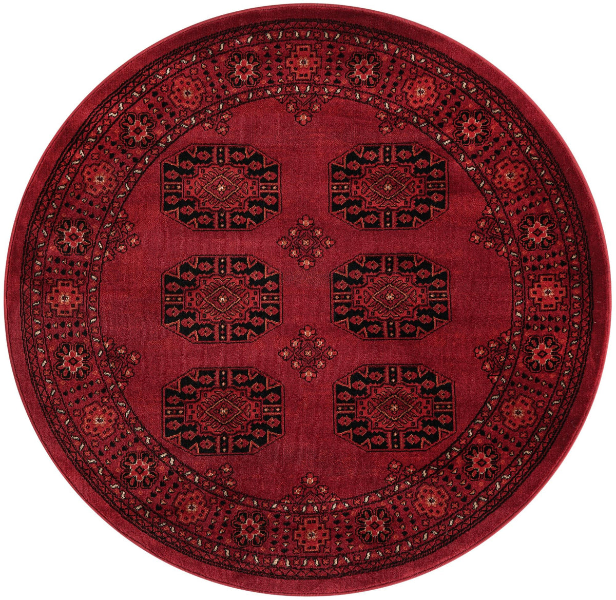 Samarkand Elegance Collection Area Rug -  Fergana Round Red  lifestyle 16