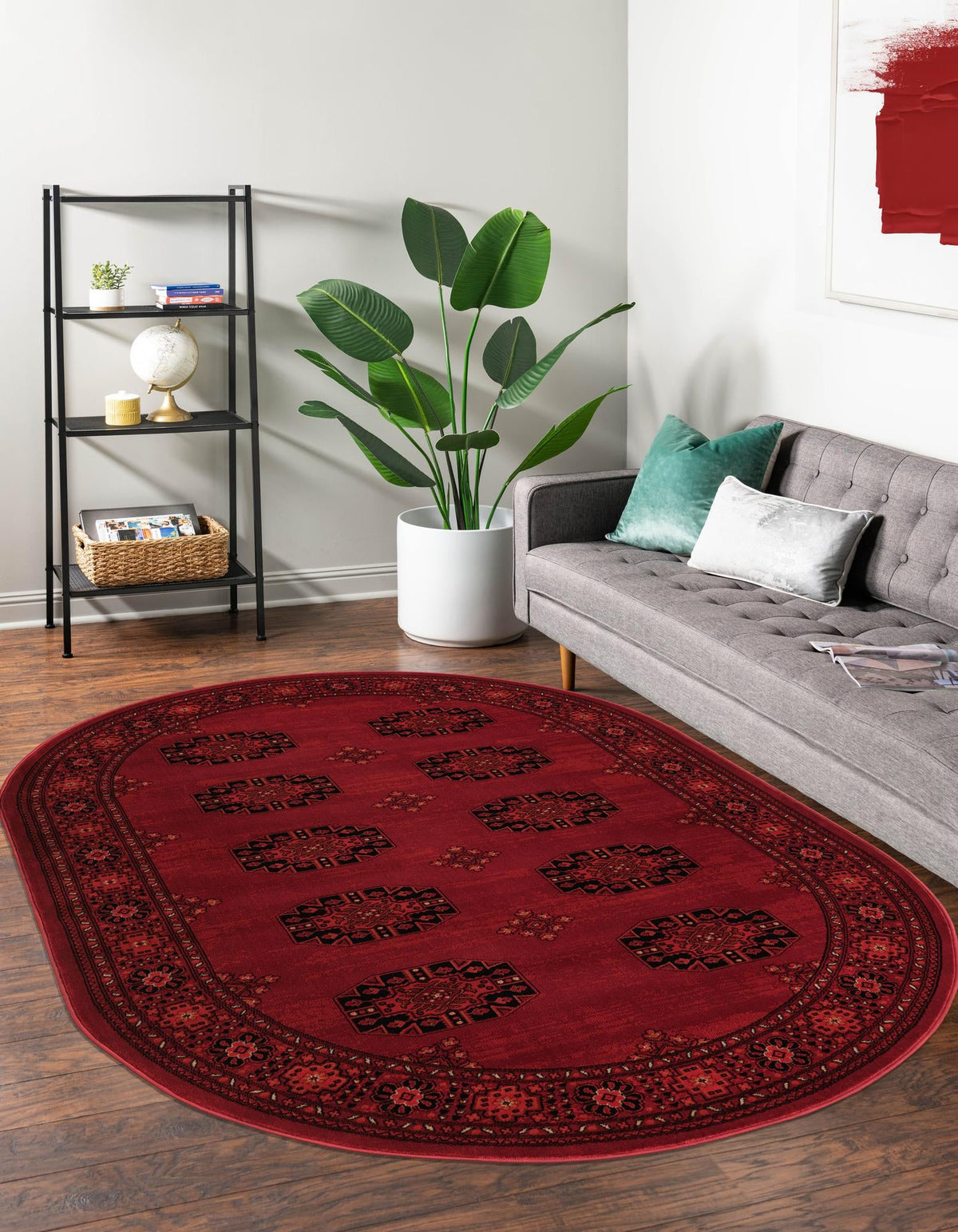 Samarkand Elegance Collection Area Rug -  Fergana Oval Red  lifestyle 22
