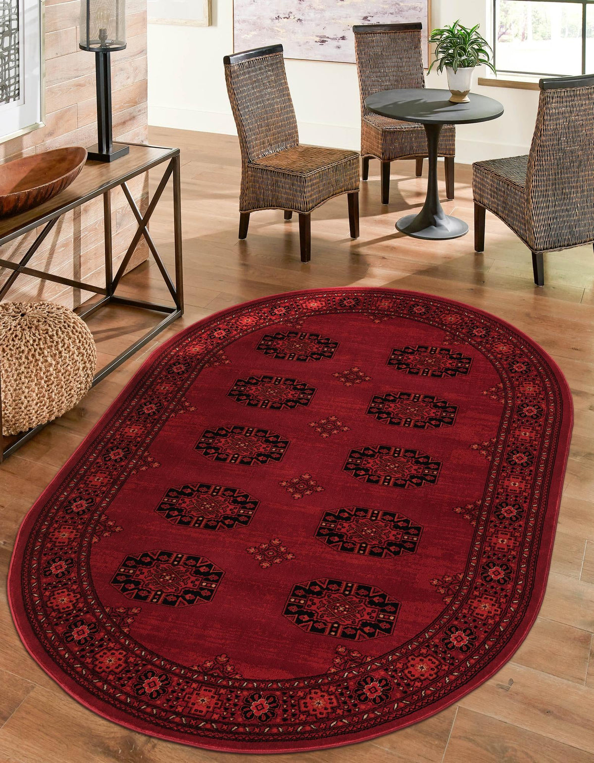 Samarkand Elegance Collection Area Rug -  Fergana Oval Red  lifestyle 26