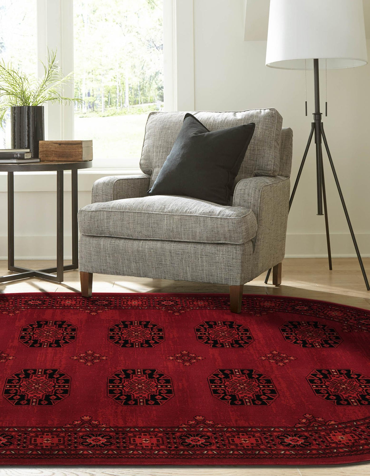 Samarkand Elegance Collection Area Rug -  Fergana Oval Red  lifestyle 30