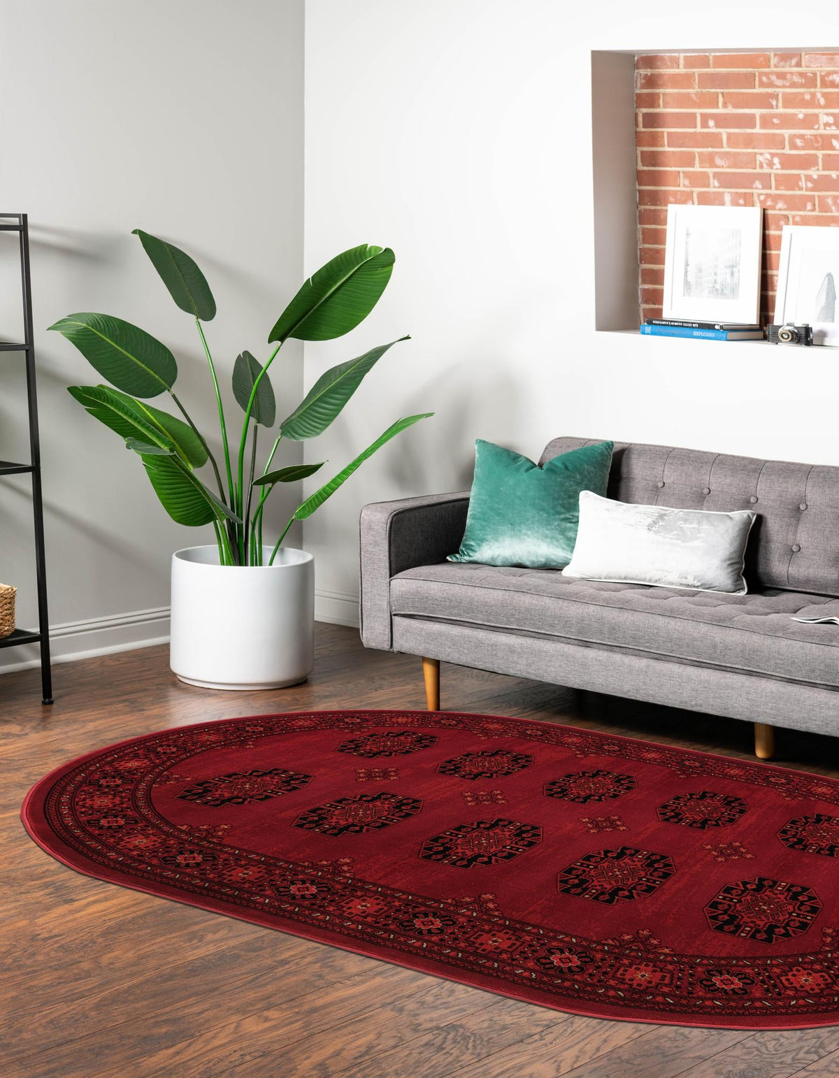 Samarkand Elegance Collection Area Rug -  Fergana Oval Red  lifestyle 42