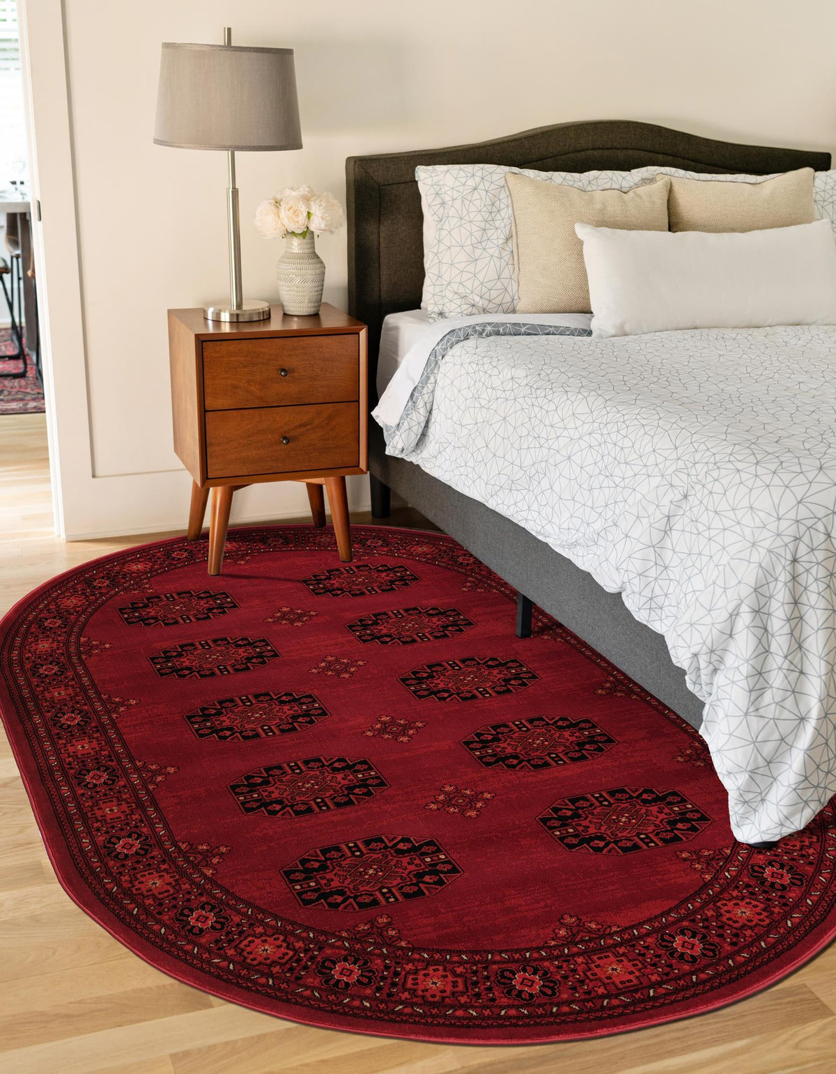 Samarkand Elegance Collection Area Rug -  Fergana Oval Red  lifestyle 50