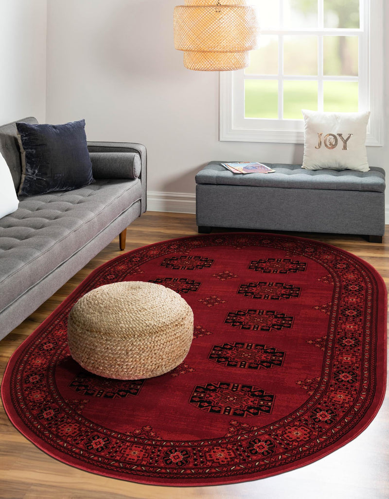 Samarkand Elegance Collection Area Rug -  Fergana Oval Red  lifestyle 54