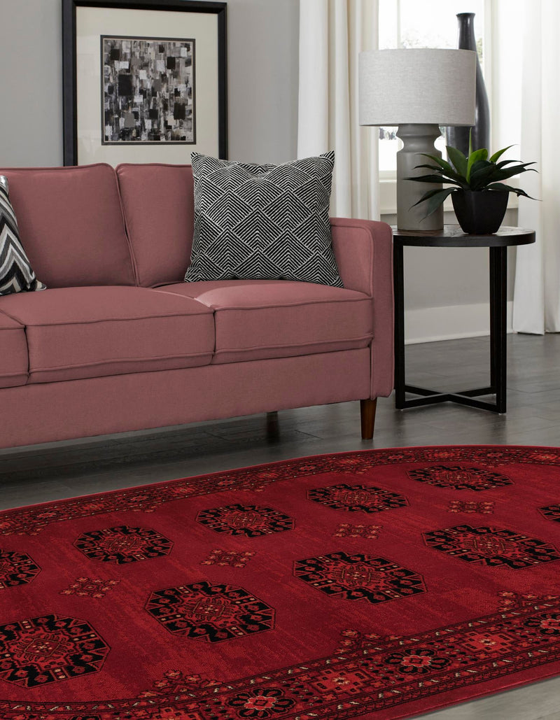 Samarkand Elegance Collection Area Rug -  Fergana Oval Red  lifestyle 57