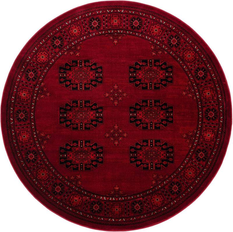 Samarkand Elegance Collection Area Rug -  Fergana Round Red  lifestyle 41