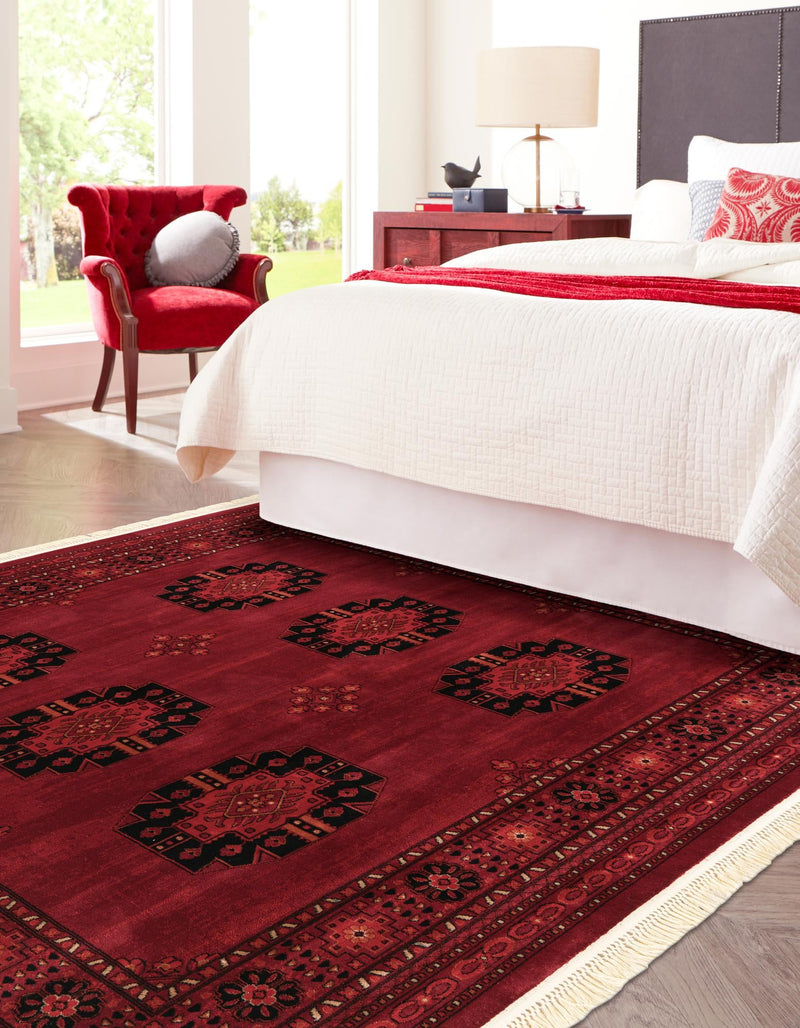 Samarkand Elegance Collection Area Rug -  Fergana Square Red  lifestyle 25