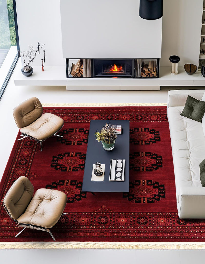 Samarkand Elegance Collection Area Rug -  Fergana Square Red  lifestyle 29