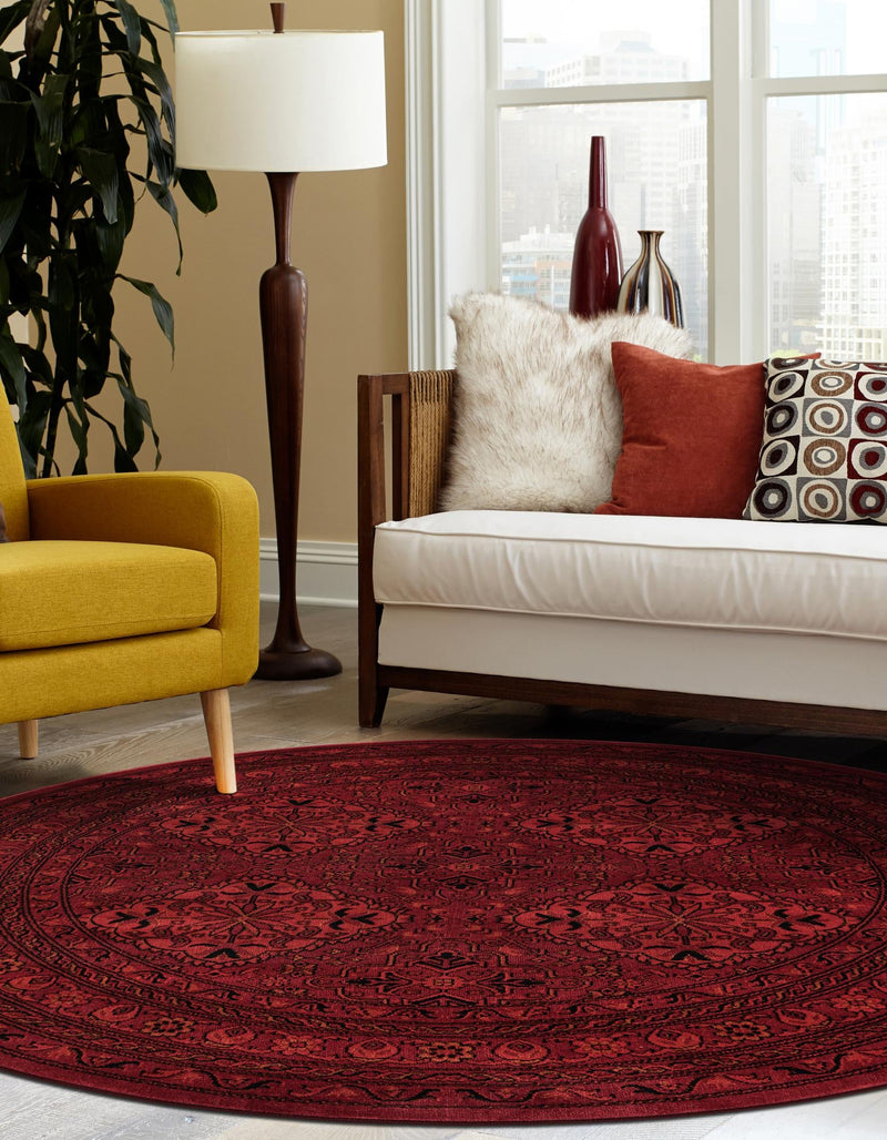 Samarkand Elegance Collection Area Rug -  Samanid Round Red  lifestyle 29