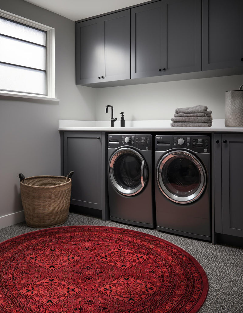 Samarkand Elegance Collection Area Rug -  Samanid Round Red  lifestyle 45