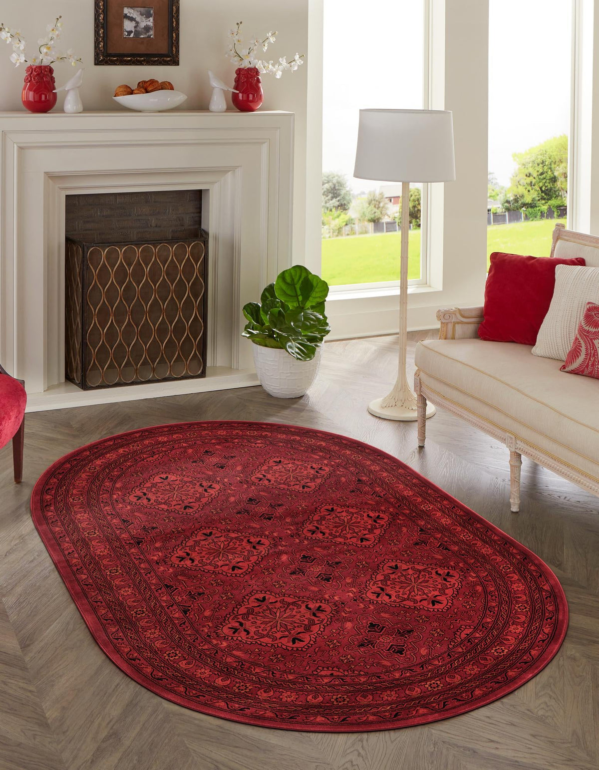 Samarkand Elegance Collection Area Rug -  Samanid Oval Red  lifestyle 23