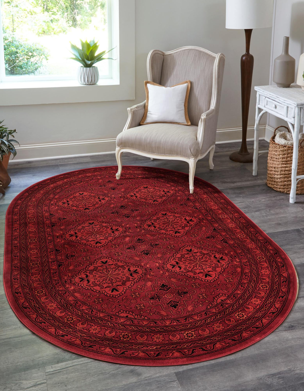 Samarkand Elegance Collection Area Rug -  Samanid Oval Red  lifestyle 27
