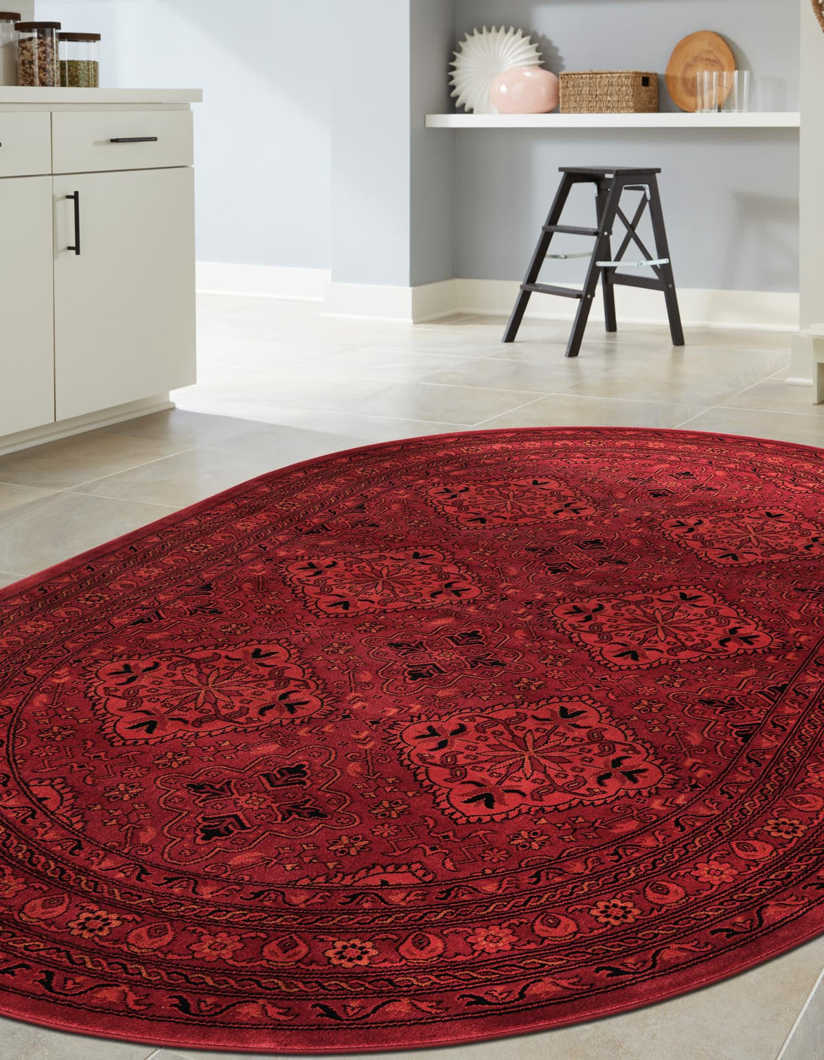 Samarkand Elegance Collection Area Rug -  Samanid Oval Red  lifestyle 51