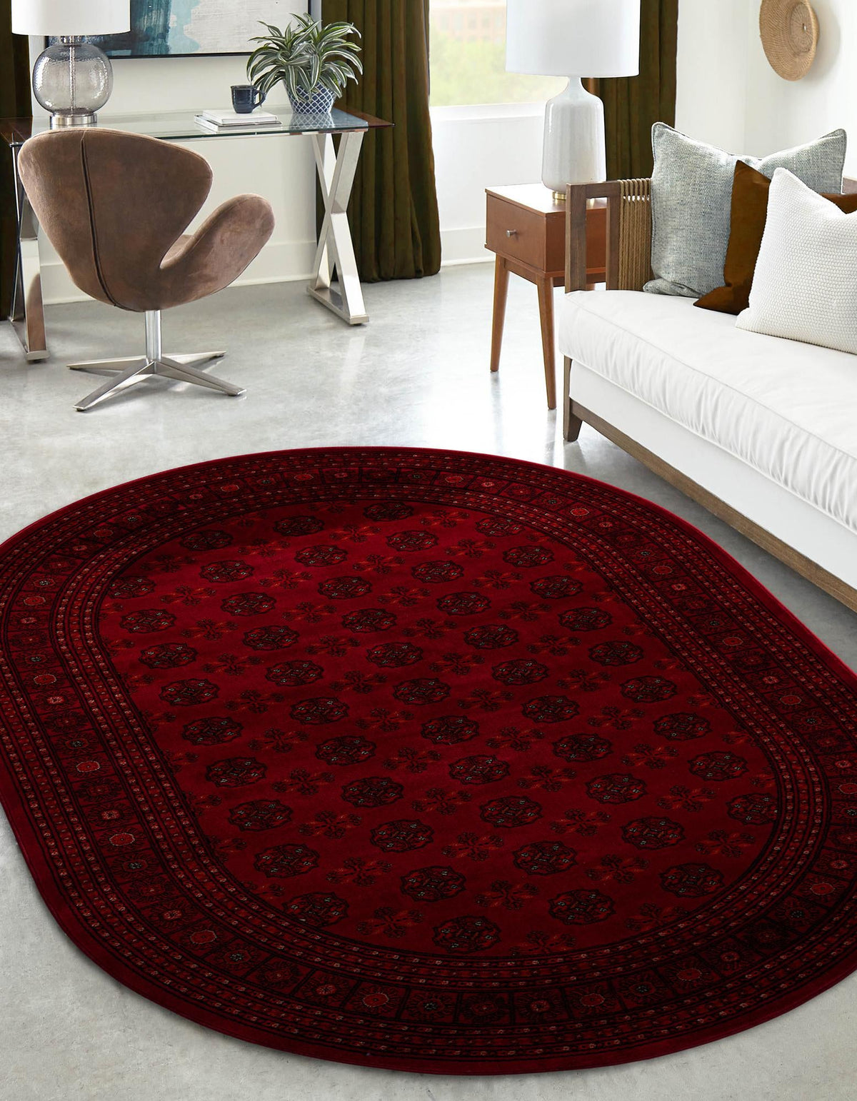 Samarkand Elegance Collection Area Rug -  Konye-Urgench Oval Red  lifestyle 23