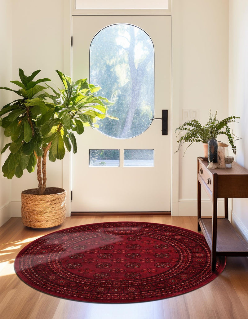 Samarkand Elegance Collection Area Rug -  Konye-Urgench Round Red  lifestyle 33