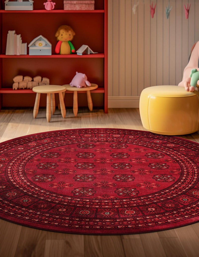 Samarkand Elegance Collection Area Rug -  Konye-Urgench Round Red  lifestyle 49