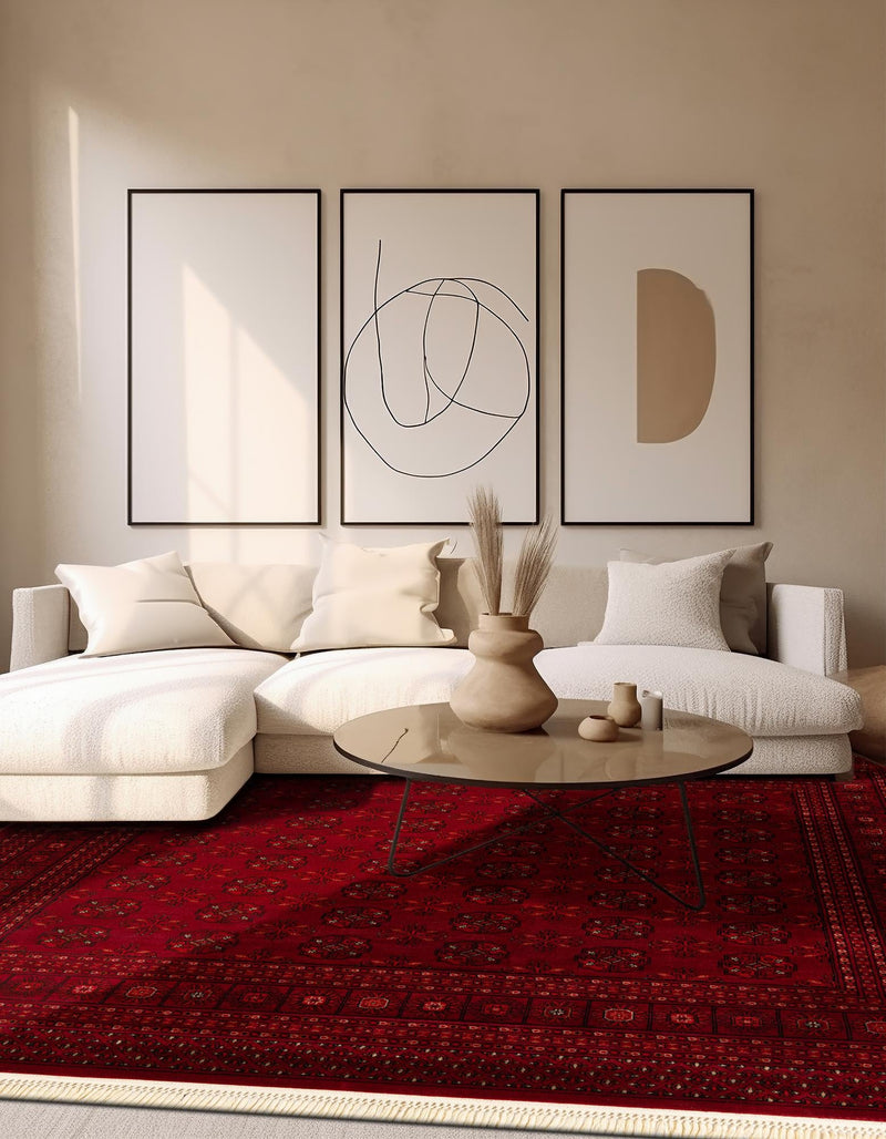 Samarkand Elegance Collection Area Rug -  Konye-Urgench Square Red  lifestyle 34