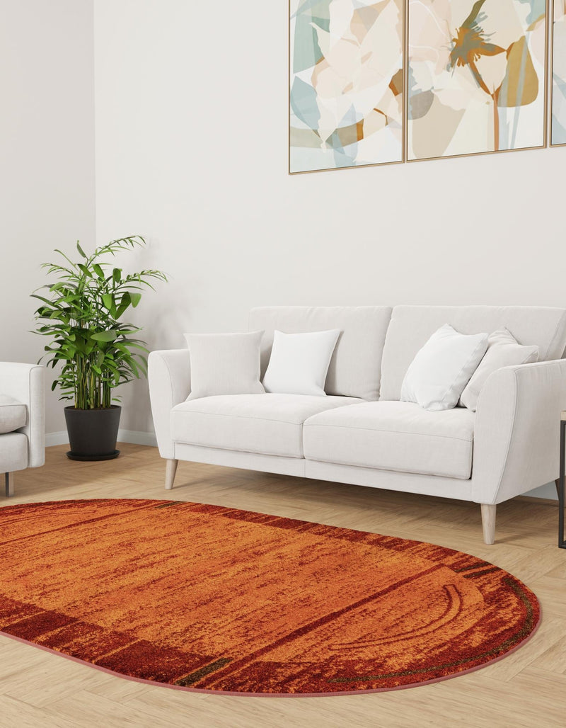 Autumn Meadow Collection Area Rug -  Nutmegwood Oval Terracotta  lifestyle 70