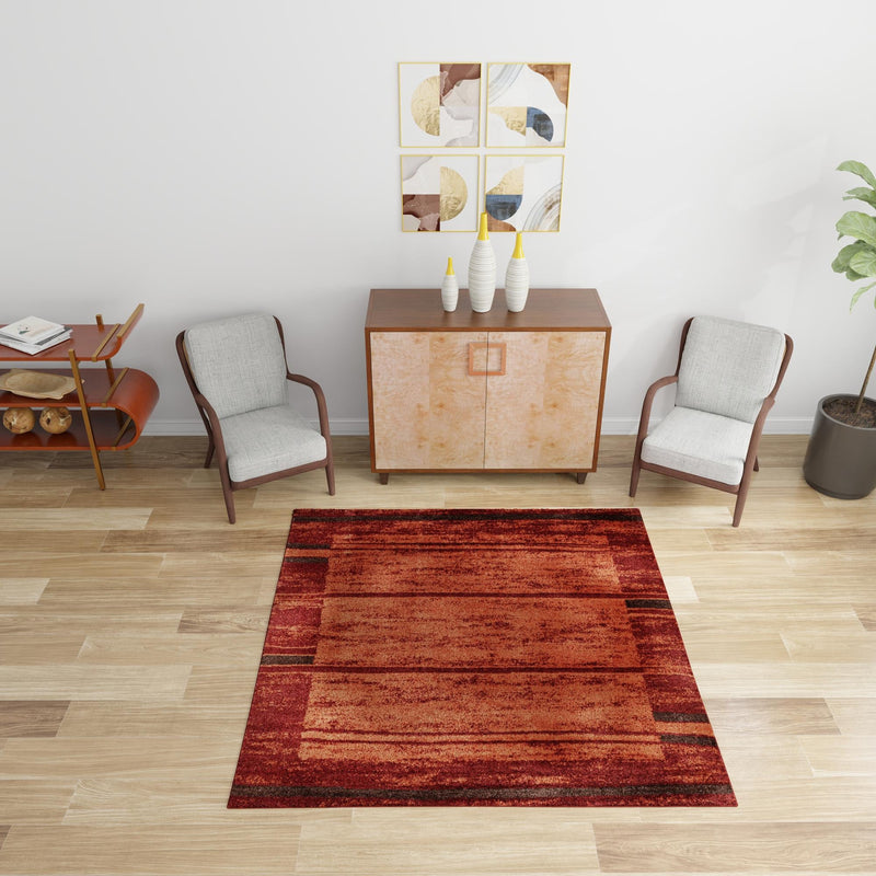 Autumn Meadow Collection Area Rug -  Nutmegwood Square Terracotta  lifestyle 152