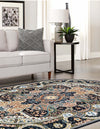 Persian Elegance Collection Area Rug -  Shiraz Oval Navy Blue  lifestyle 73