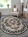 Persian Elegance Collection Area Rug -  Shiraz Oval Navy Blue  lifestyle 83