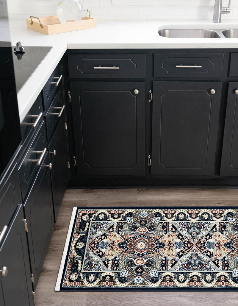 Persian Elegance Collection Area Rug -  Shiraz Runner Navy Blue  lifestyle 59