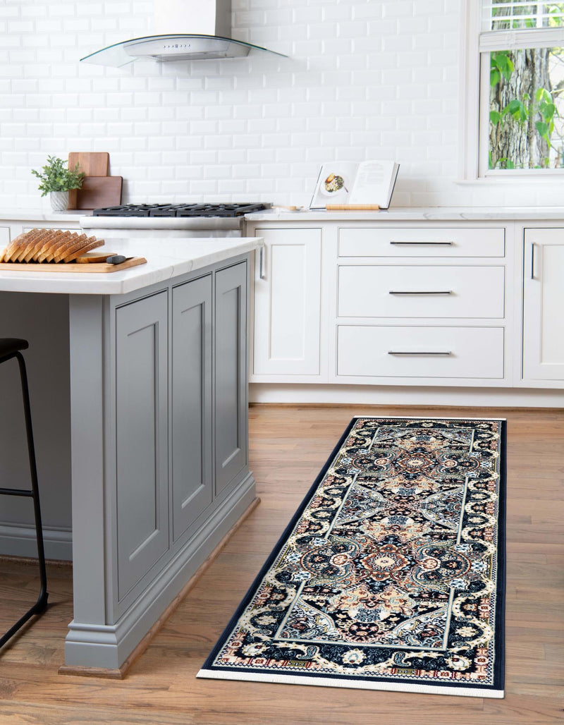 Persian Elegance Collection Area Rug -  Shiraz Runner Navy Blue  lifestyle 82