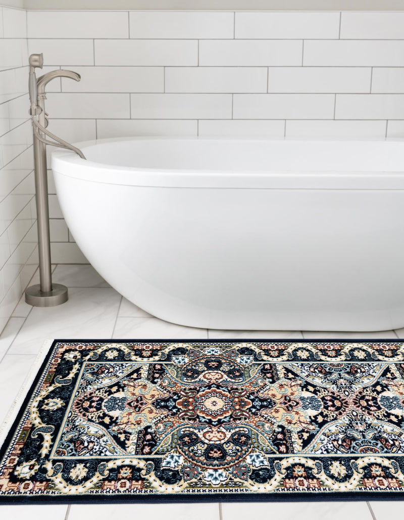 Persian Elegance Collection Area Rug -  Shiraz Runner Navy Blue  lifestyle 86