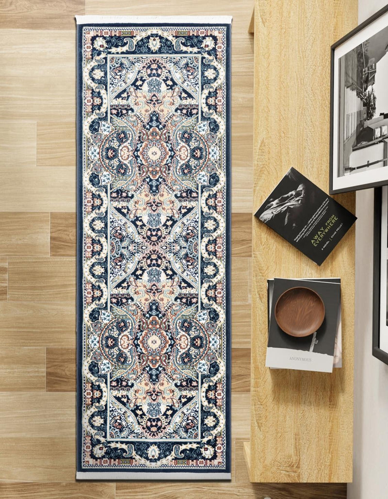 Persian Elegance Collection Area Rug -  Shiraz Runner Navy Blue  lifestyle 124