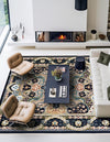 Persian Elegance Collection Area Rug -  Shiraz Square Navy Blue  lifestyle 56