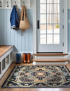 Persian Elegance Collection Area Rug -  Shiraz Square Navy Blue  lifestyle 61