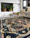 Persian Elegance Collection Area Rug -  Shiraz Square Navy Blue  lifestyle 65