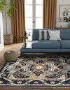 Persian Elegance Collection Area Rug -  Shiraz Square Navy Blue  lifestyle 70