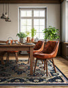 Persian Elegance Collection Area Rug -  Shiraz Square Navy Blue  lifestyle 74