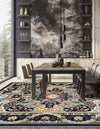 Persian Elegance Collection Area Rug -  Shiraz Square Navy Blue  lifestyle 79